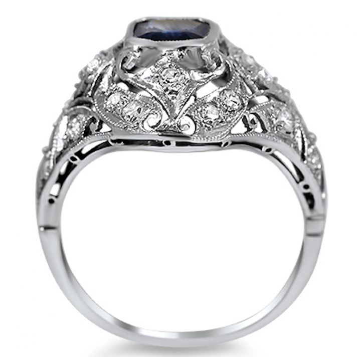 Lacy Design of Diamonds with Sapphires