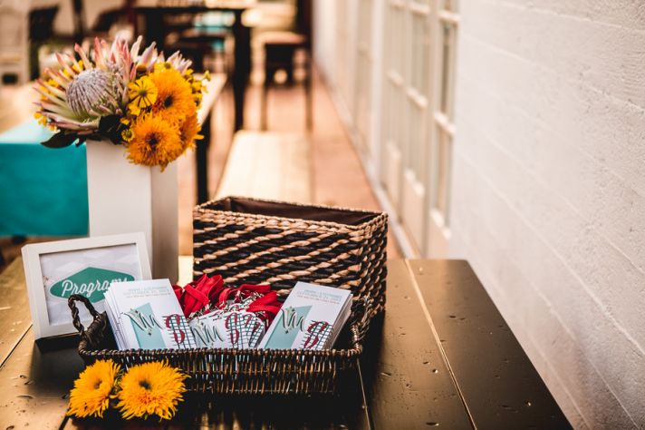 Program Displayed in Rustic Baskets