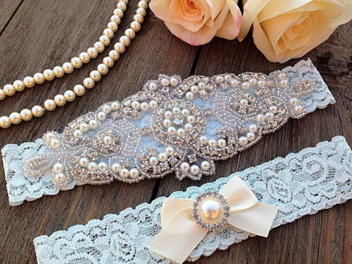 Something Blue Rhinestone Garter