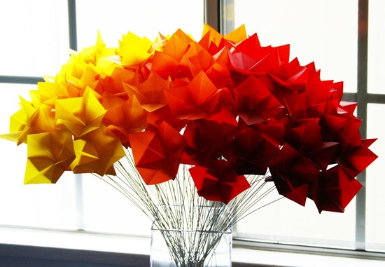 fall wedding flowers bouquets and centerpieces origami ombre