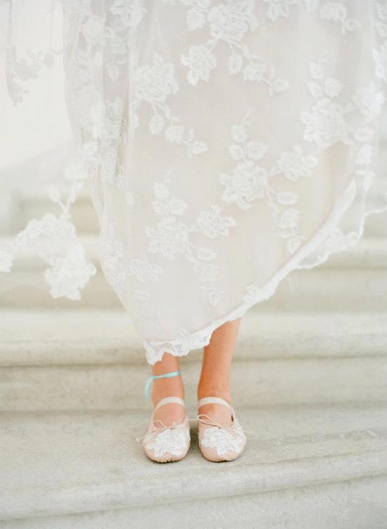 photo of Romantic Wedding Dress Pretty Ballet Flats