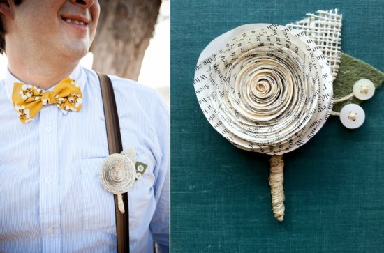 eco boutonnieres for groom and groomsmen