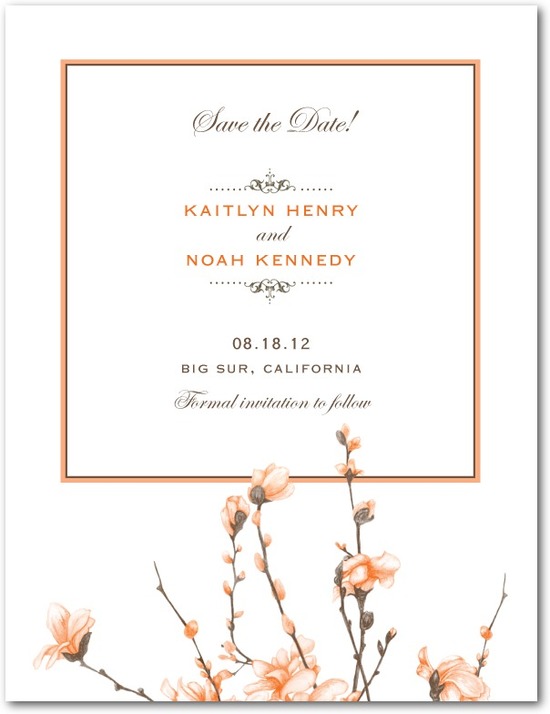 photo of Signature white textured save the date cards, Fine Forsythia