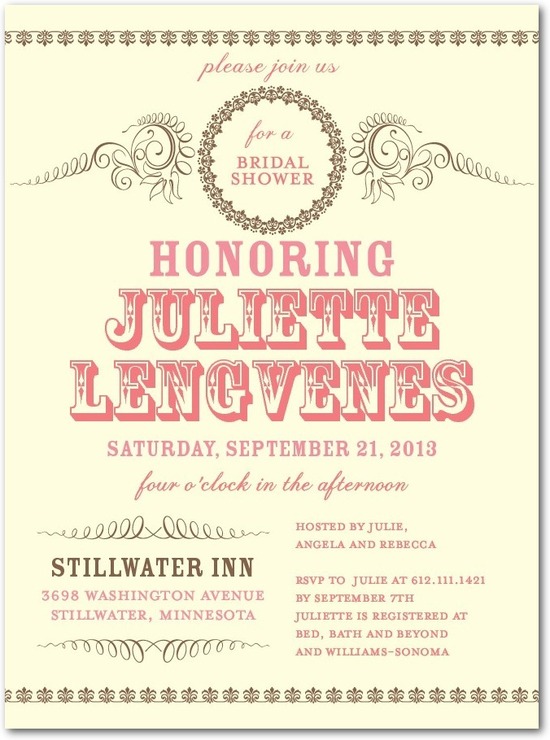 photo of Signature ecru bridal shower invitations, Antique Affair