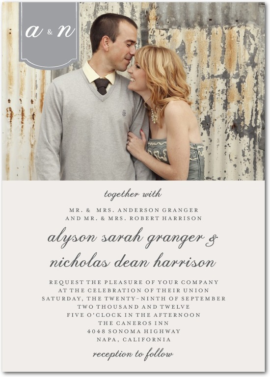 photo of Signature white wedding invitations, Romantic Tab