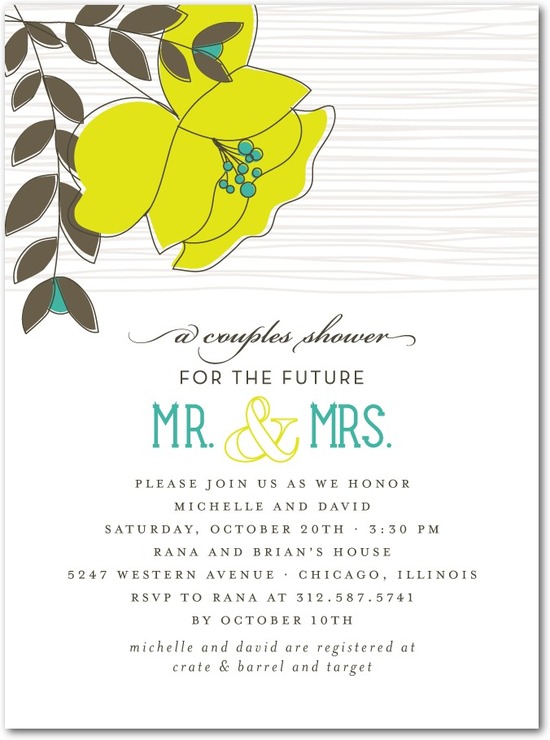 photo of Signature white bridal shower invitations, Mister and Missus