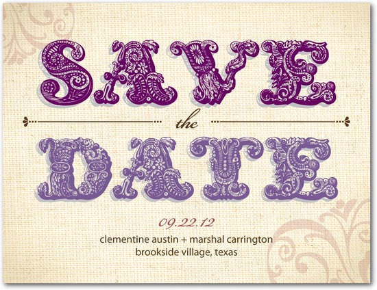 photo of Save the date postcards, Embellished Swirls