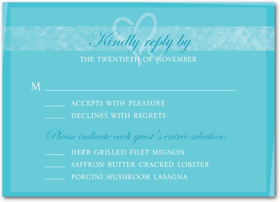 photo of Signature white wedding response cards, Shared Hearts