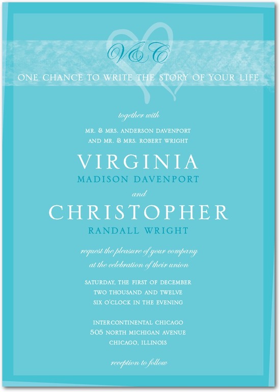 photo of Signature white wedding invitations, Shared Hearts