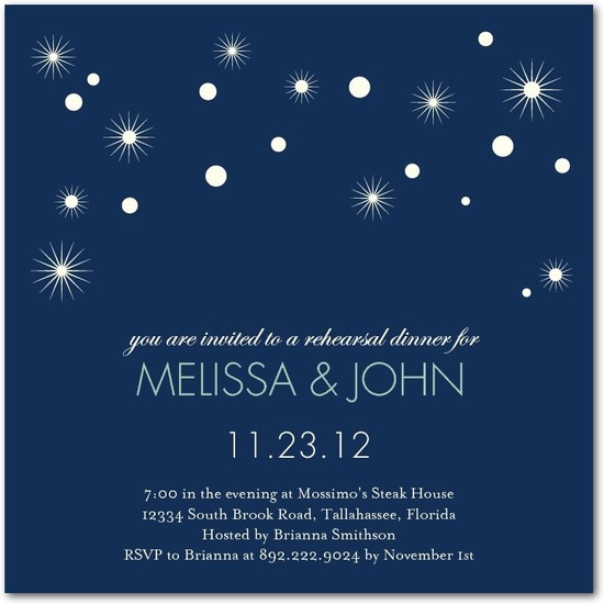 photo of Signature white rehearsal dinner invitations, Sweetly Sparkling