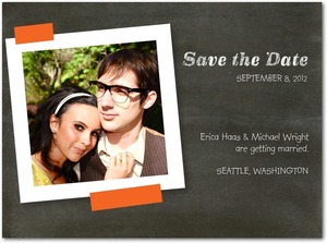 photo of Signature white photo save the date cards, Candid Cute