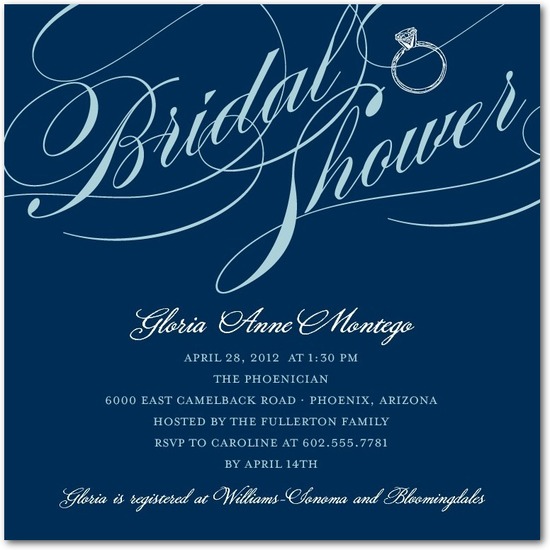 photo of Signature white bridal shower invitations, Grandiose Type