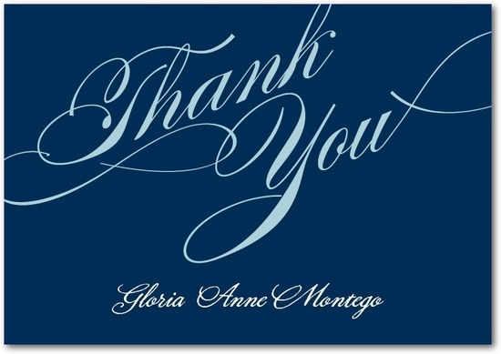 photo of Signature white thank you cards, Grandiose Type
