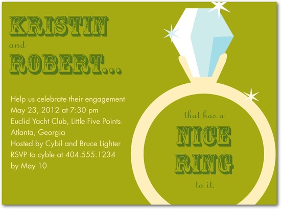 photo of Signature white engagement party invitations, Nice Ring