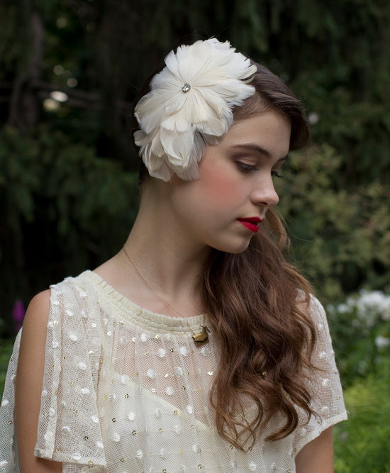 Cream Feather Fascinator for Elegant Brides