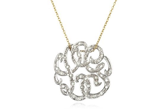 Gold Necklace with Diamond Monogram Pendant