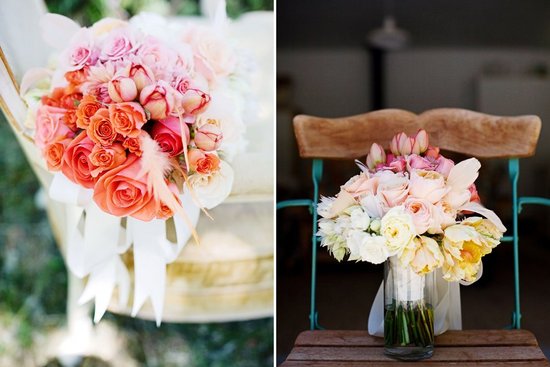 ombre bridal bouquet with feathers