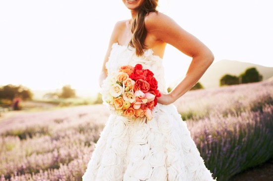 Coral peach ombre wedding bouquet
