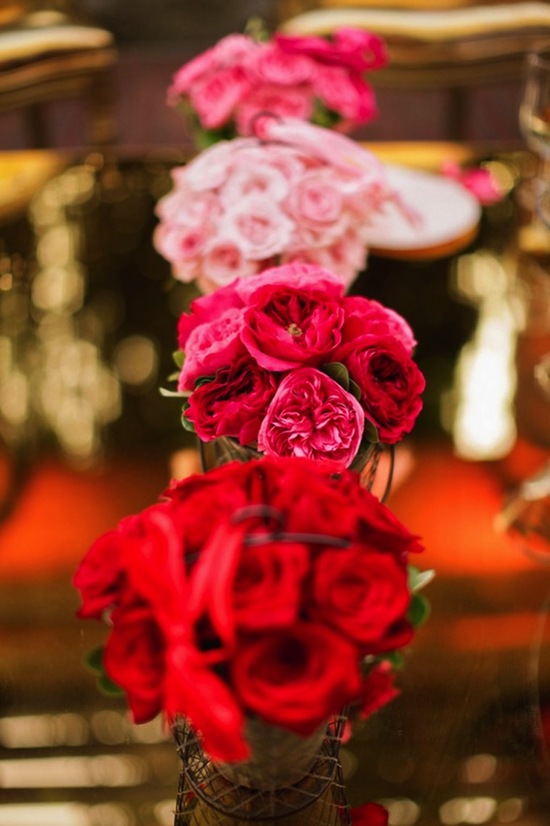 romantic ombre centerpieces at reception