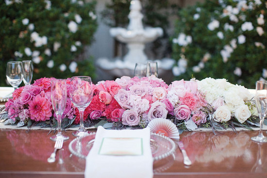Ombre Wedding Table Flower Arrangement