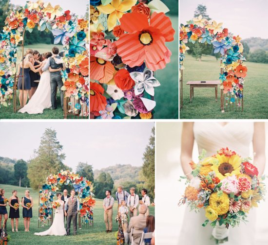 photo of Paper Flowers Eco Wedding Inspiration