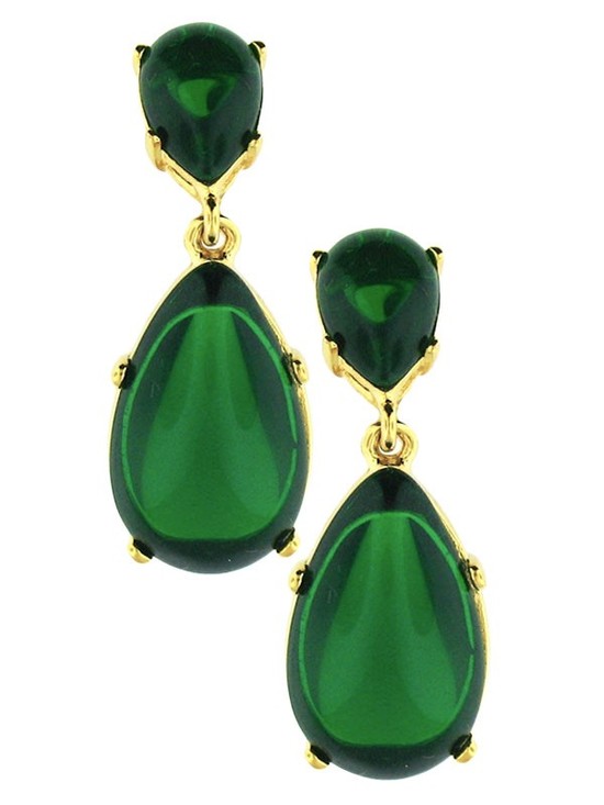 Emerald Green Gold Wedding Earrings Celeb Inspired