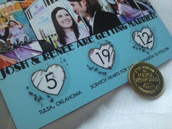 Scratch Off Wedding Save the Date Hearts Design