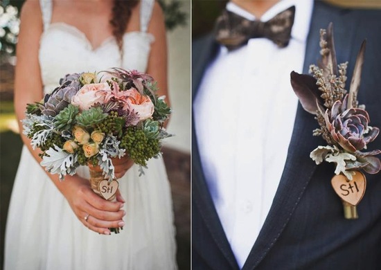 Rustic Eco Wedding Bride and Groom Flowers