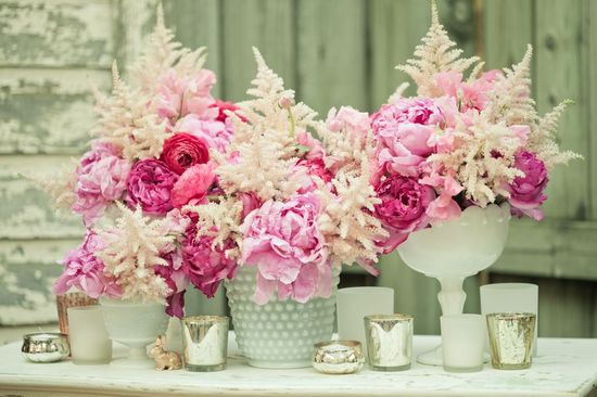 Pink and Ivory Wedding Centerpieces