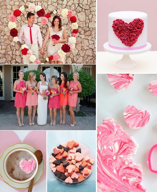 valentines day wedding ideas reception cake and mix and match bridesmaids 2
