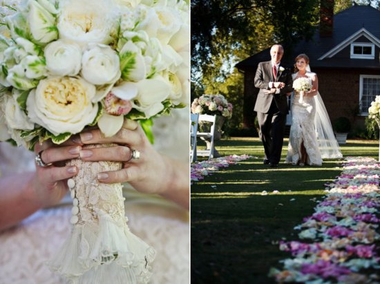 Romantic Ivory Wedding Bouquet with Lace and Covered Buttons