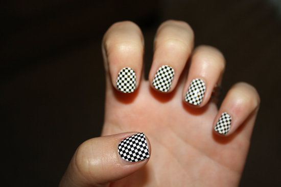 black and white check wedding nail decals