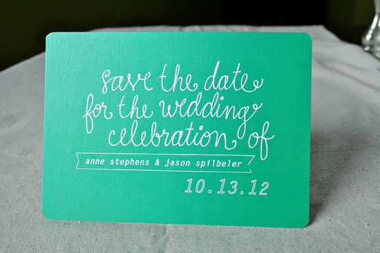 Kelly Green and White Wedding Save the Date