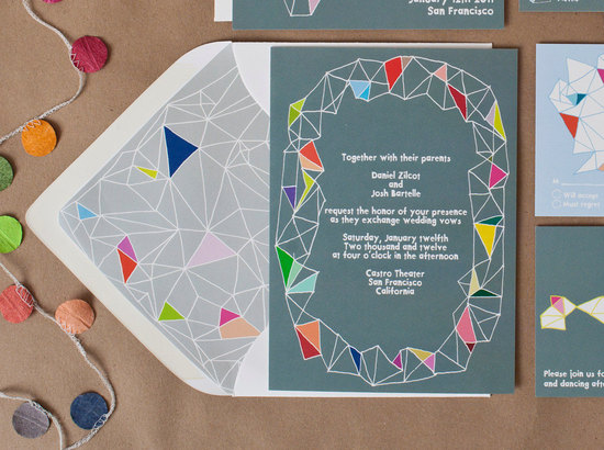 Colorful Kites wedding invitation