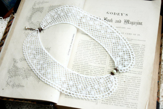 White lace crochet wedding necklace