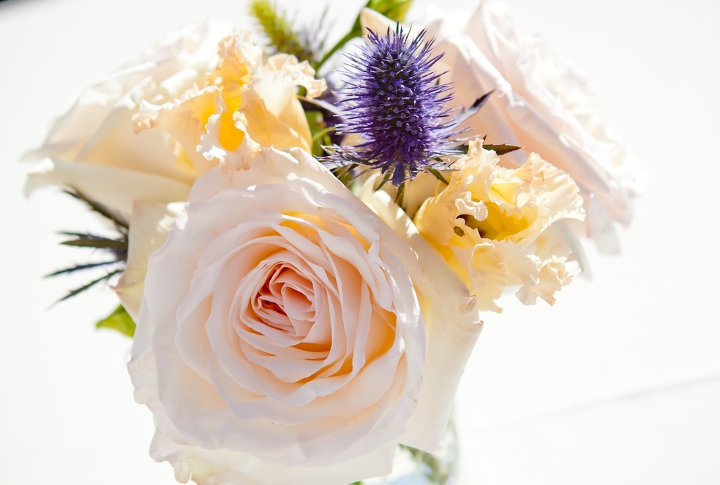 Dreamy-wedding-centerpiece-in-pastel-peach-yellow-and-lavender.full