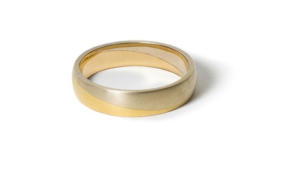 White and Yellow Gold Mixed Metal Wedding Band