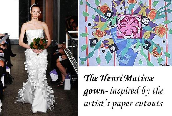 This white wedding dress featured Matisse-inspired paper cutouts