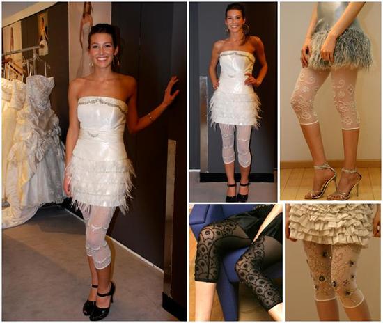 Add some sass to your cocktail dress with white, black and nude beaded leggings