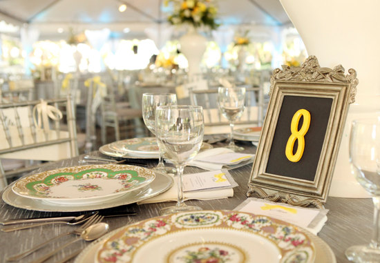 Framed chalkboard wedding table number
