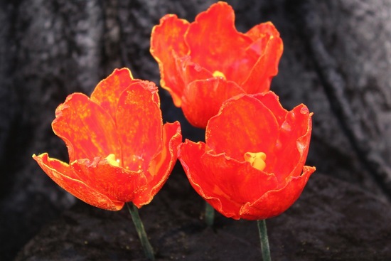 Gumpaste tulips to top the wedding cake