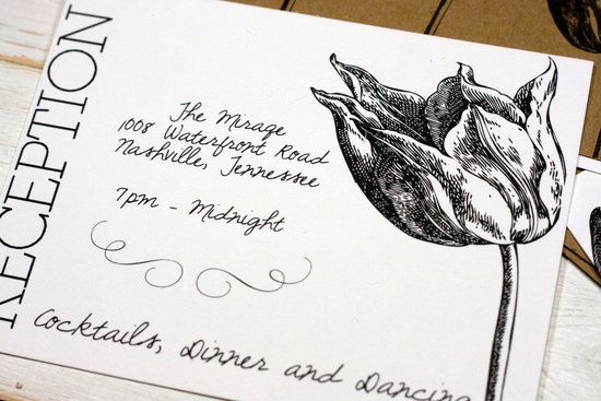 Modern tulip wedding reception card