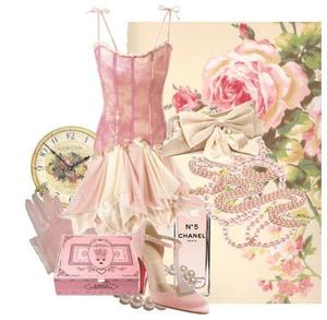 photo of Corset pink dress with ivory accessories- perfect for summer cocktail party wedding