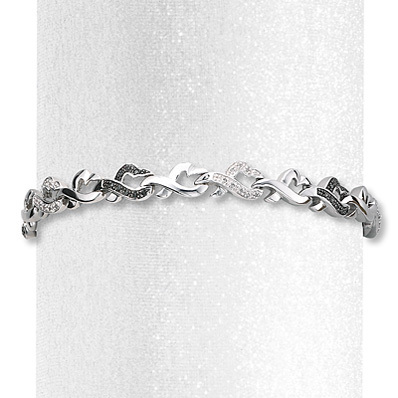 photo of Kay Jewelers Diamond Heart Bracelet 1/4 ct tw Round-cut Sterling Silver- Bracelets