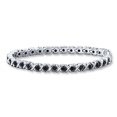 photo of Kay Jewelers Black Diamond Bracelet 1 ct tw Round-cut Sterling Silver- Bracelets