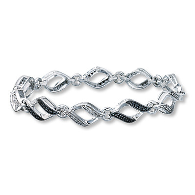 photo of Kay Jewelers Black Diamond Bracelet 1/4 ct tw Round-cut Sterling Silver- Bracelets