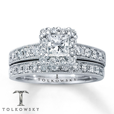Kay Jewelers Diamond Bridal Set 1 1/6 ct tw Princess-cut 14K White Gold- Bridal