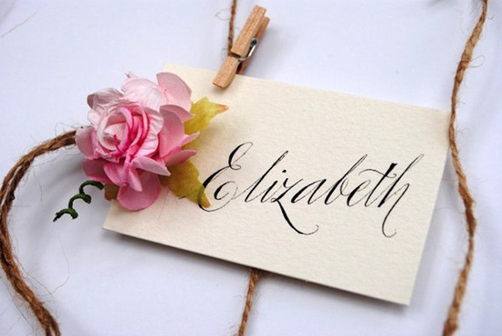 Romantic paper rose wedding escort cards
