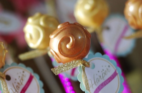 Gold bronze wedding cake pops