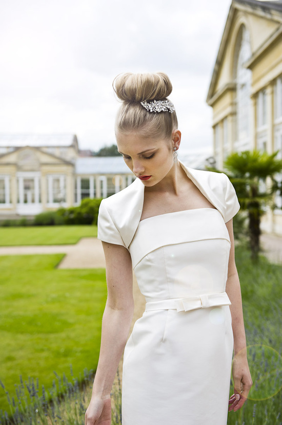 High bridal bun with crystal brooch